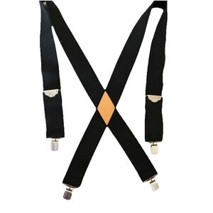 Mens Suspenders Adjustable Buckles Metal Clasps Black Career Utility Work Formal